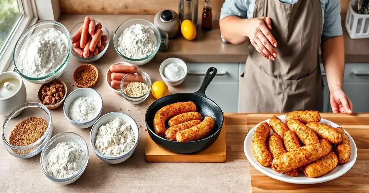 Passo a Passo da Preparação da Salsicha Empanada