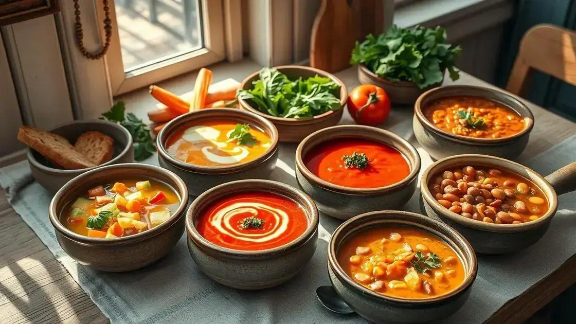 benefícios de diferentes sopas para o clima e a alimentação