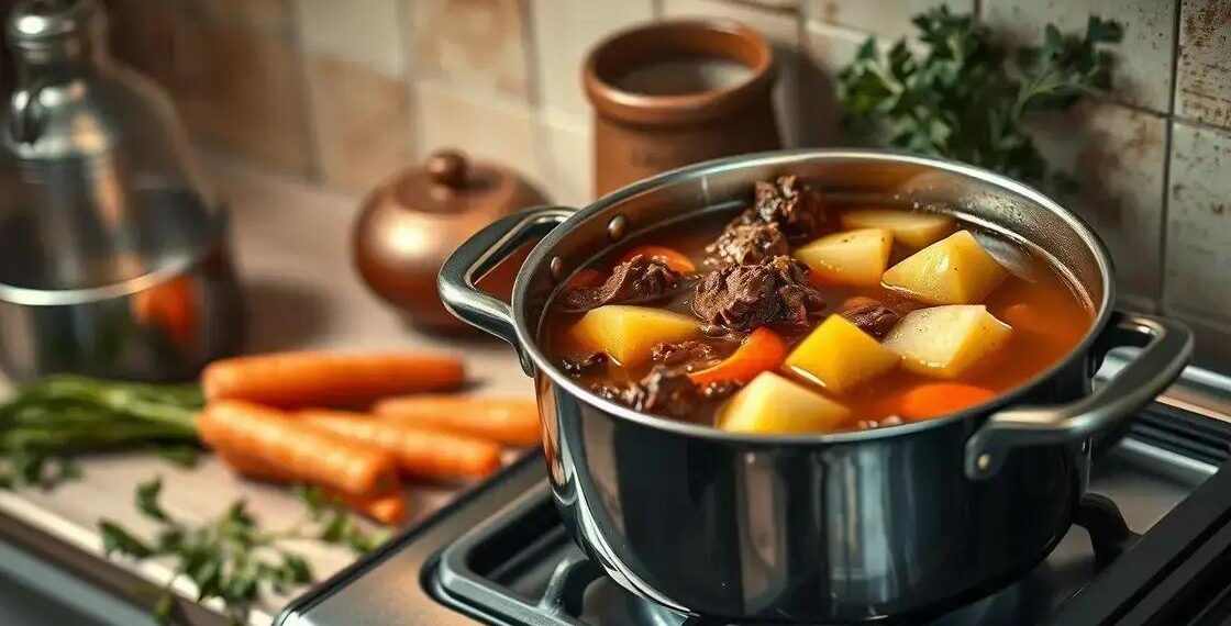 Caldo de carne com batata; aprenda a deixar o prato reconfortante em 30 minutos