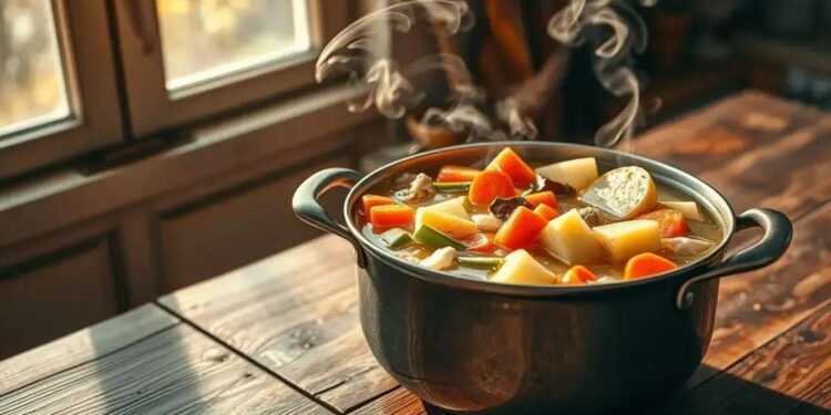 caldo de frango com legumes; descubra como preparar um caldo saboroso hoje