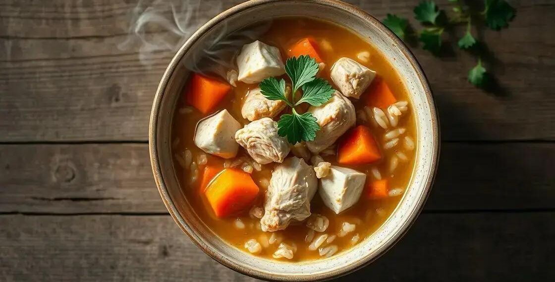 Canja de arroz com frango: o conforto que cura e aquece a alma
