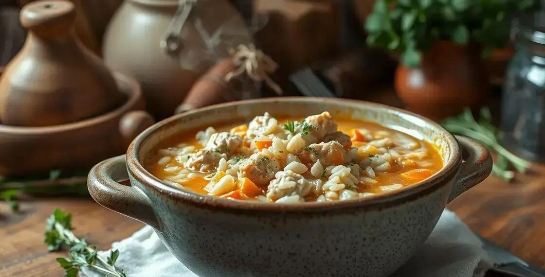 canja de galinha com arroz cozido; descubra o segredo de um caldo reconfortante