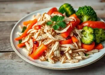 Frango desfiado com legumes: receita fácil que vai conquistar seu almoço