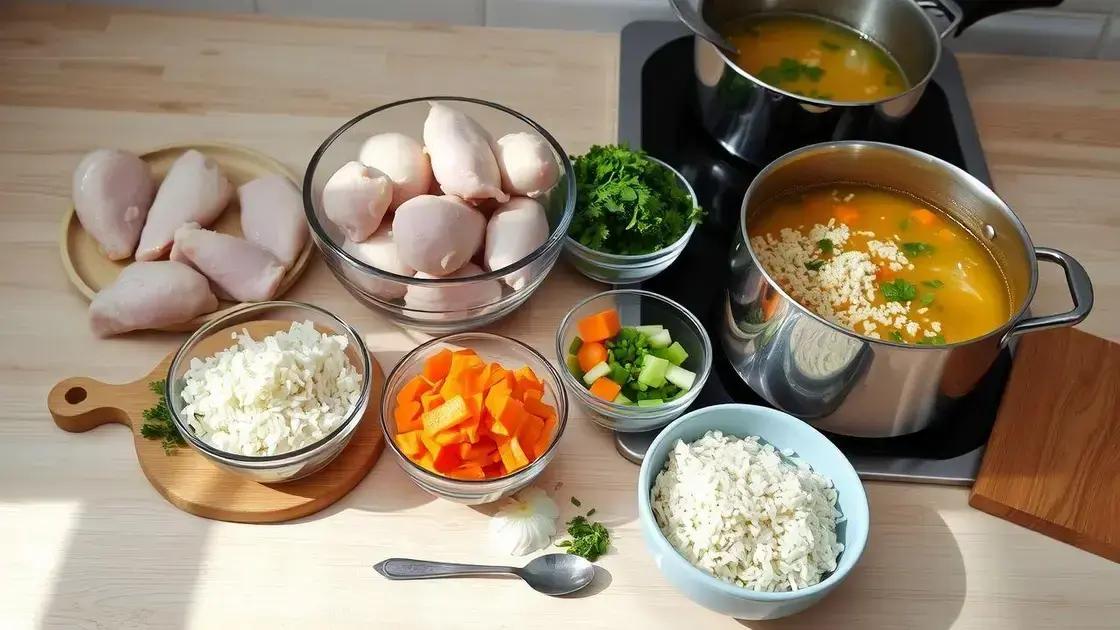ingredientes básicos para a canja de galinha com arroz