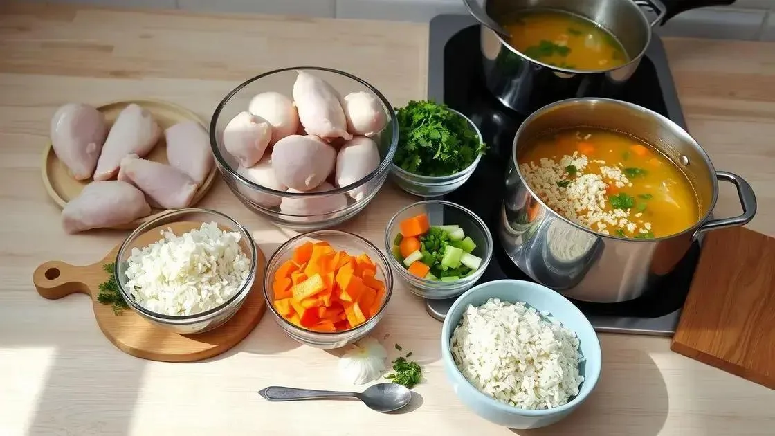 ingredientes básicos para a canja de galinha com arroz