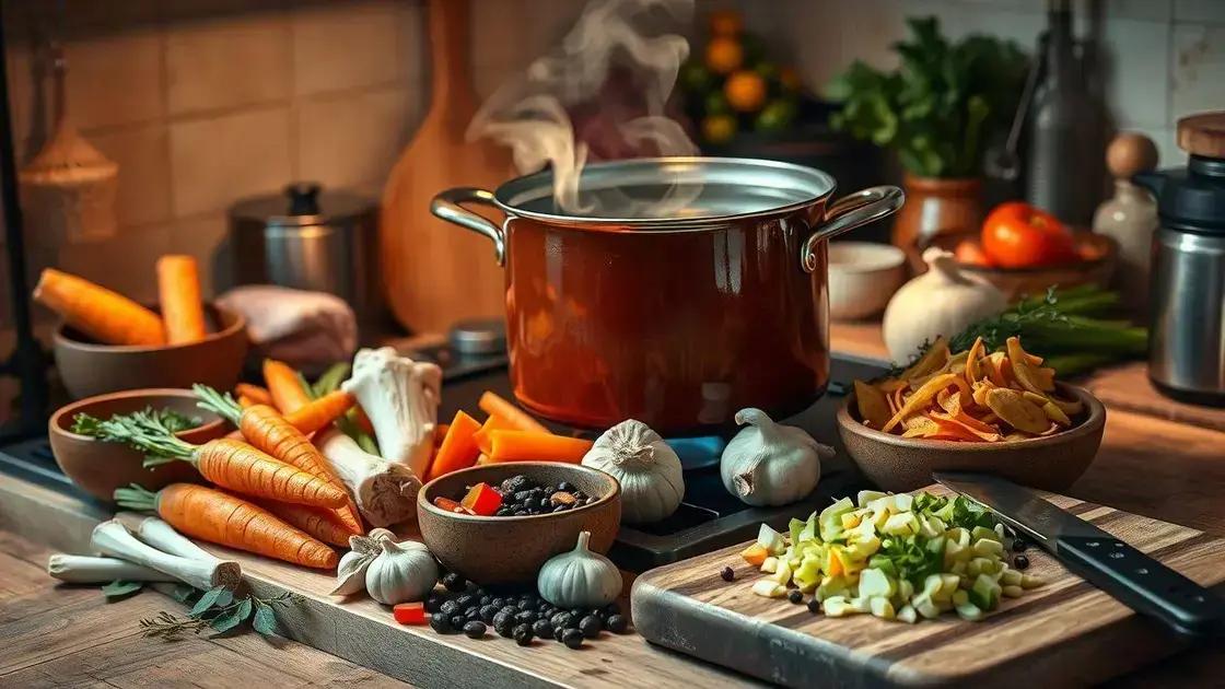 Ingredientes básicos para um caldo rico
