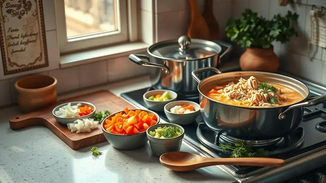 Ingredientes básicos para uma sopa de frango desfiado perfeita