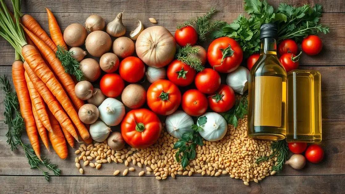 Ingredientes essenciais para uma sopa vegetariana incrível