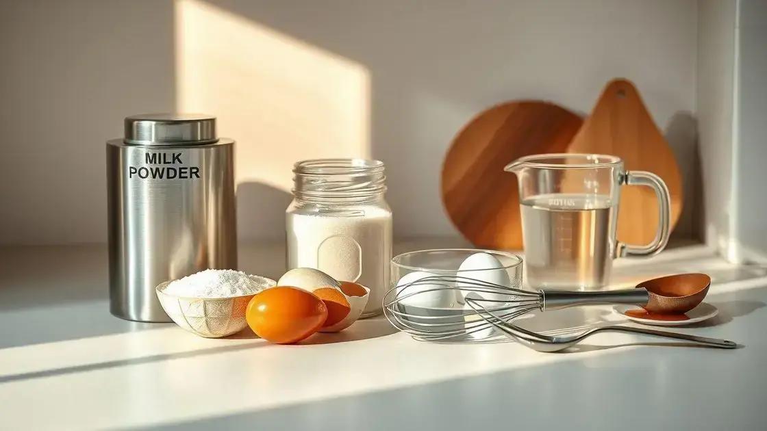 ingredientes simples para a receita com leite em pó
