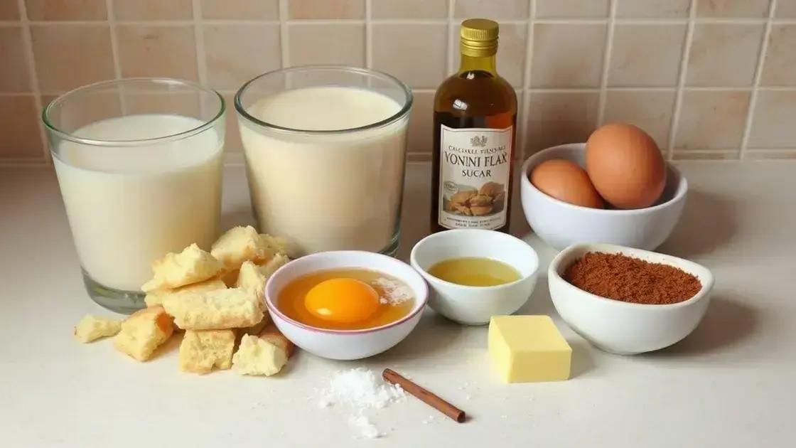 Ingredientes simples para fazer pudim de pão