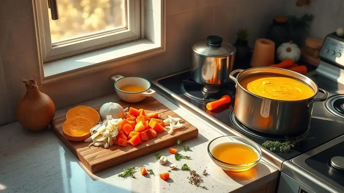 ingredientes simples para uma sopa cremosa