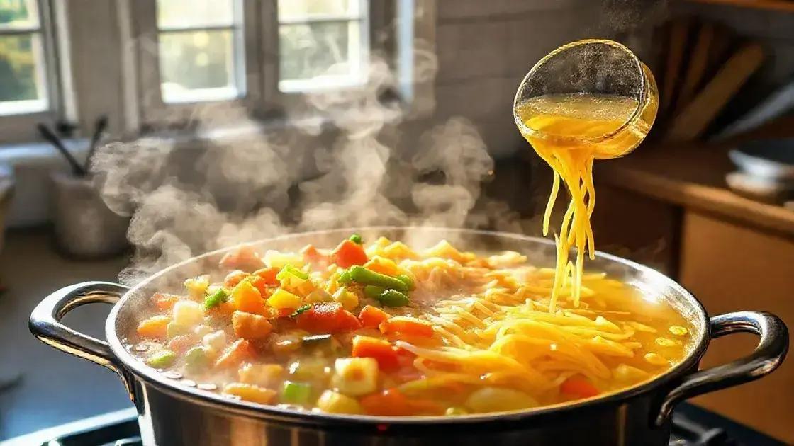Passo a passo da sopa clássica de macarrão com legumes