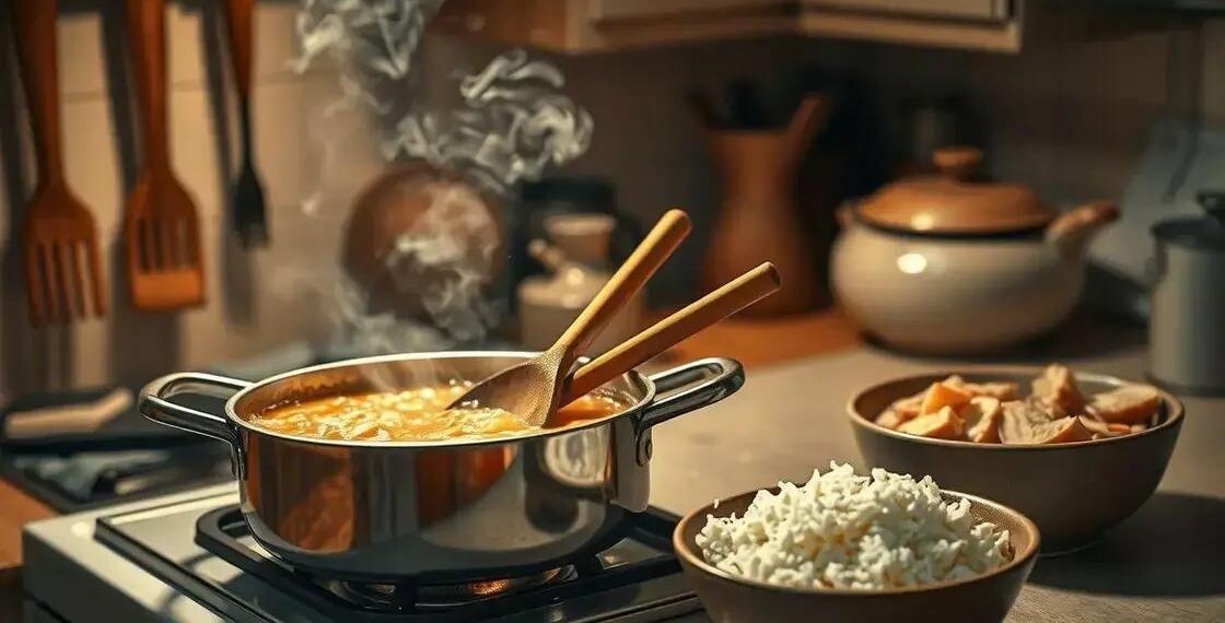 receita de canja de galinha da vovó; conforto em uma panela que aquece seu dia