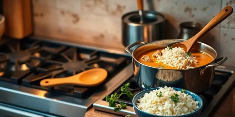 receita de canja de galinha simples com arroz; prática e rápida de fazer