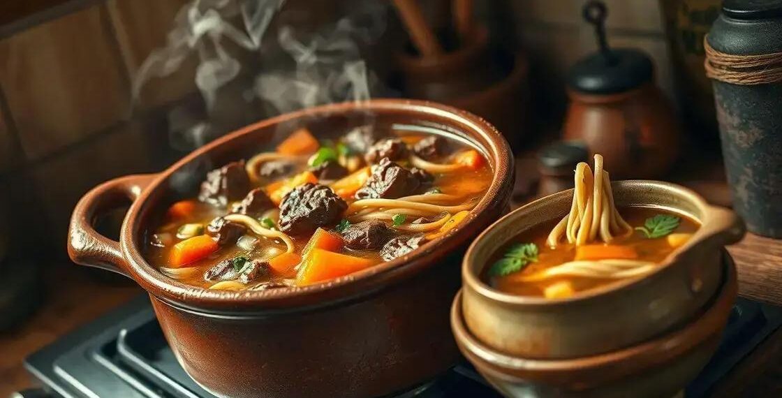 receita de sopa de carne com macarrão; como fazer um caldo reconfortante em casa