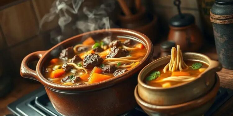 receita de sopa de carne com macarrão; como fazer um caldo reconfortante em casa