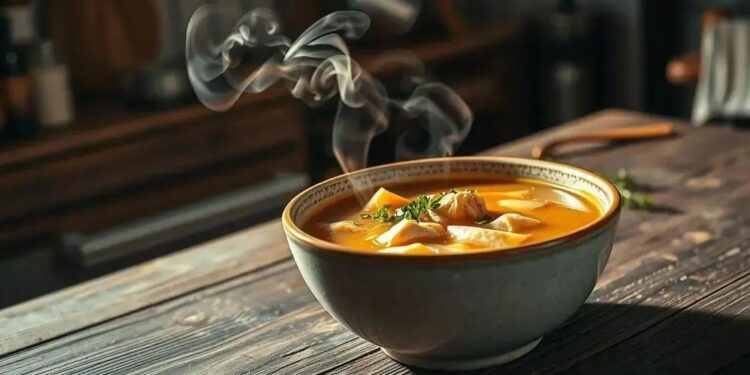 receita de sopa frango; descubra como obter caldo rico em minutos