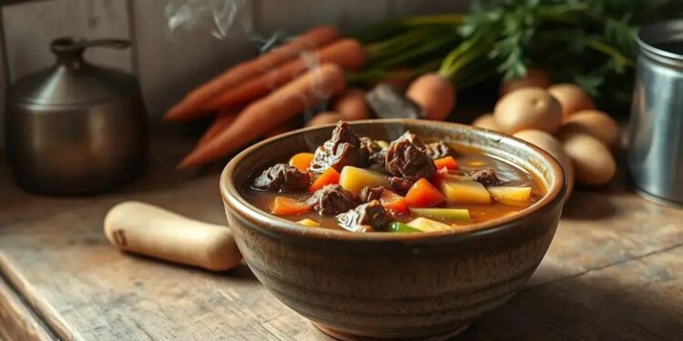 sopa carne com legumes; aprenda a preparar refeição reconfortante e nutritiva