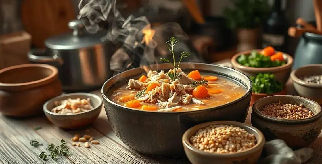 Sopa com frango desfiado: descubra um caldo reconfortante em casa