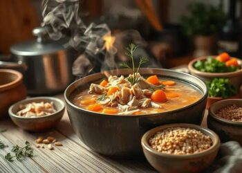 Sopa com frango desfiado: descubra um caldo reconfortante em casa