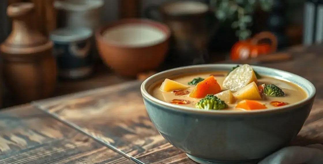 sopa cremosa de legumes; descubra como obter textura aveludada rápida