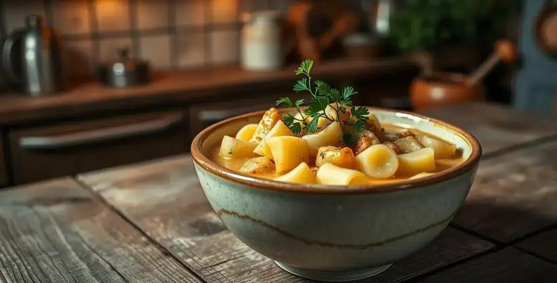 sopa de batata com macarrão: receita fácil para dias frios