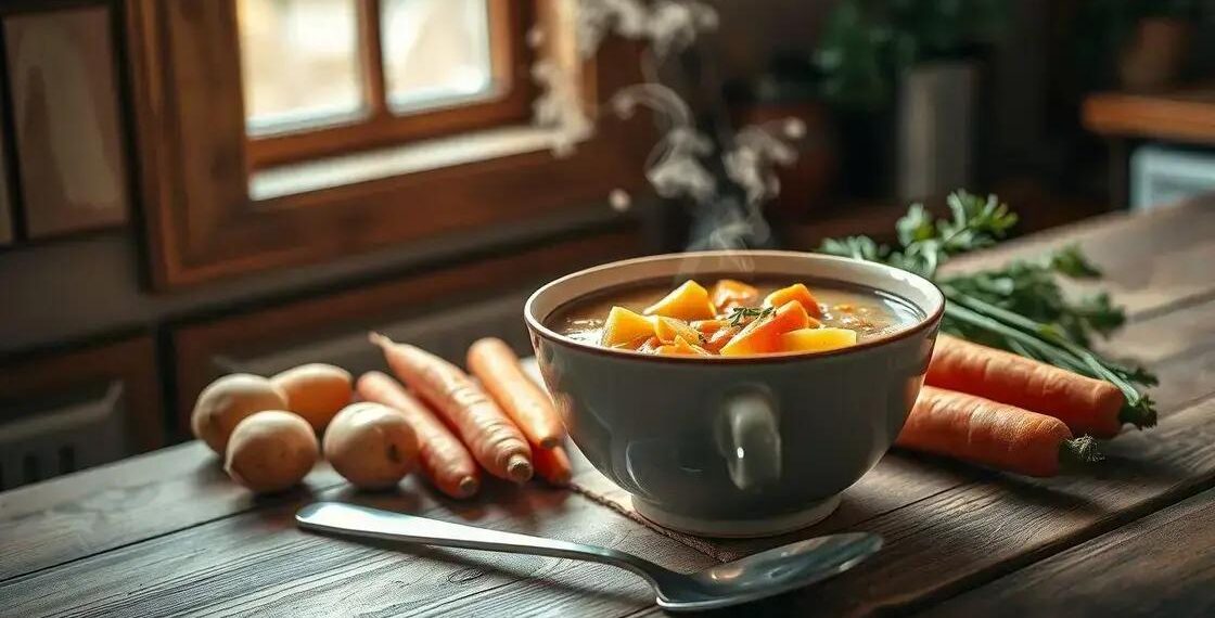sopa de batata e cenoura; versão cremosa em menos de 30 minutos