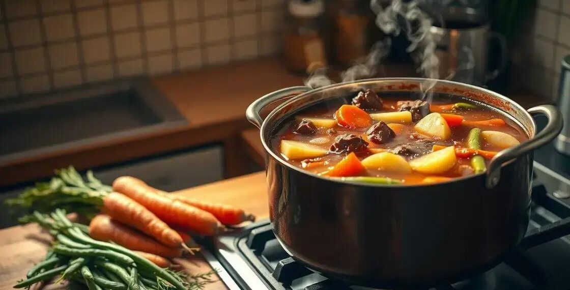 sopa de carne com legumes receita; aprendizado rápido e delicioso em casa