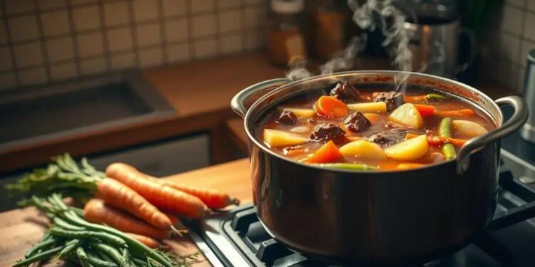 sopa de carne com legumes receita; aprendizado rápido e delicioso em casa