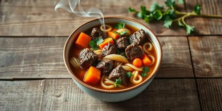 sopa de carne com macarrao; descubra como fazer uma sopa saborosa em casa hoje