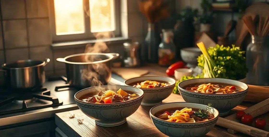 sopa de carne com macarrão: descubra uma receita prática que reconforta