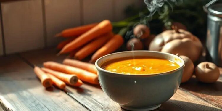 sopa de cenoura com batata; saiba como preparar um caldo nutritivo e econômico