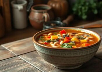 Sopa de feijão com legumes; transforme o almoço em uma refeição saborosa