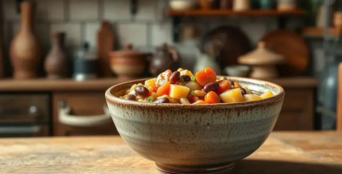 Sopa de feijão com macarrão e legumes: o prato completo que aquece o coração