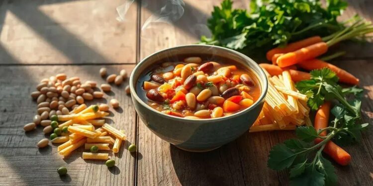 sopa de feijão com macarrão e legumes; segredo para sabor inédito hoje