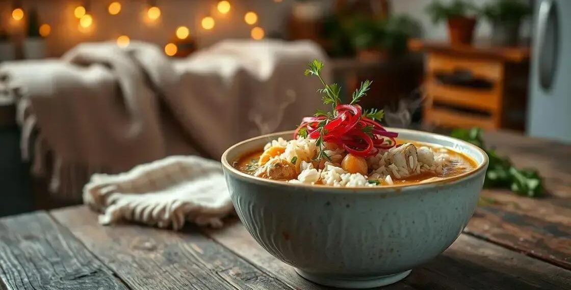 Sopa de frango com arroz: conforto em uma tigela para dias frios