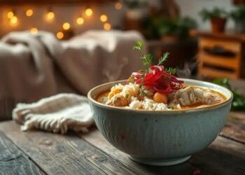 Sopa de frango com arroz: conforto em uma tigela para dias frios