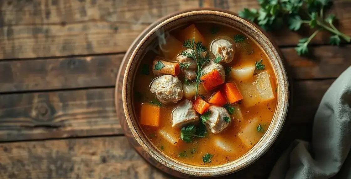 sopa de frango e legumes; como fazer uma refeição reconfortante em 30 minutos
