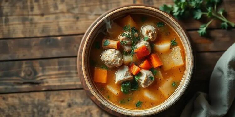 sopa de frango e legumes; como fazer uma refeição reconfortante em 30 minutos