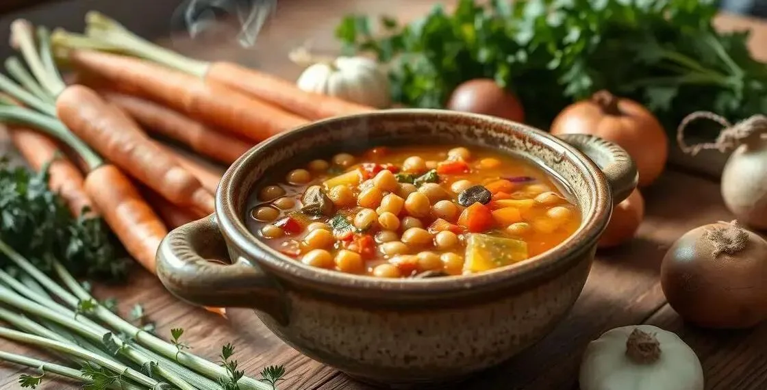 Sopa de grão de bico com legumes: receita nutritiva que aquece o coração