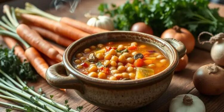 Sopa de grão de bico com legumes: receita nutritiva que aquece o coração