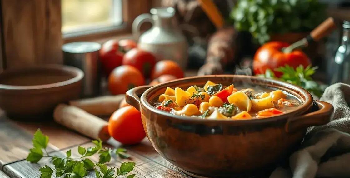 sopa de legumes com capeletti; aprenda a transformar simplicidade em conforto