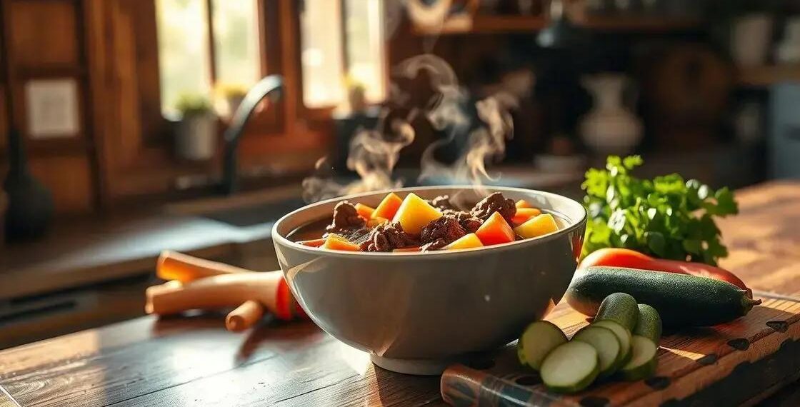 sopa de legumes com carne moída; descubra o caldo nutritivo em minutos