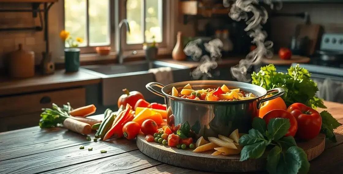 Sopa de legumes com macarrão: prática rápida para refeições em família