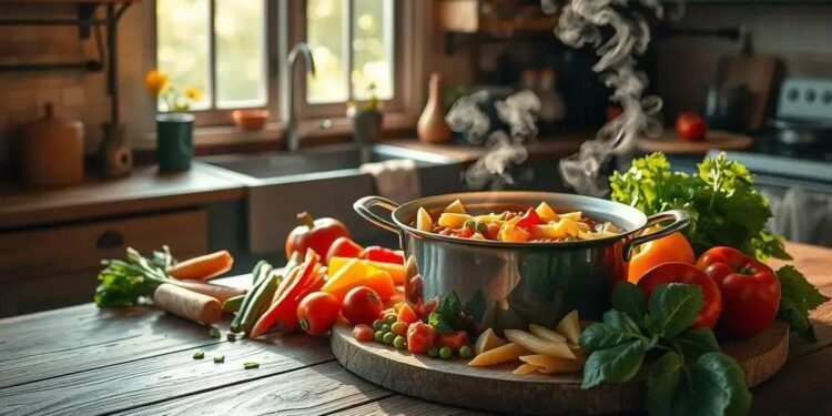 Sopa de legumes com macarrão: prática rápida para refeições em família