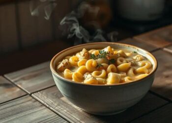 sopa de macarrão com batata; versão prática para o jantar rápido