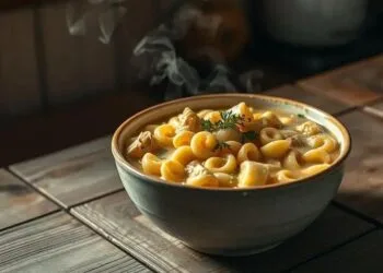 sopa de macarrão com batata; versão prática para o jantar rápido
