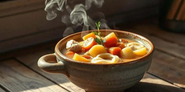 Sopa de macarrão com frango e batata: receita caseira que aquece a alma