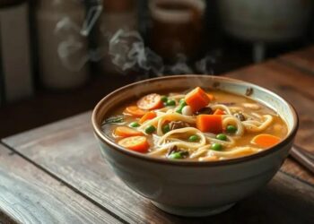 sopa de macarrão e legumes; 5 passos para um almoço prático e nutritivo