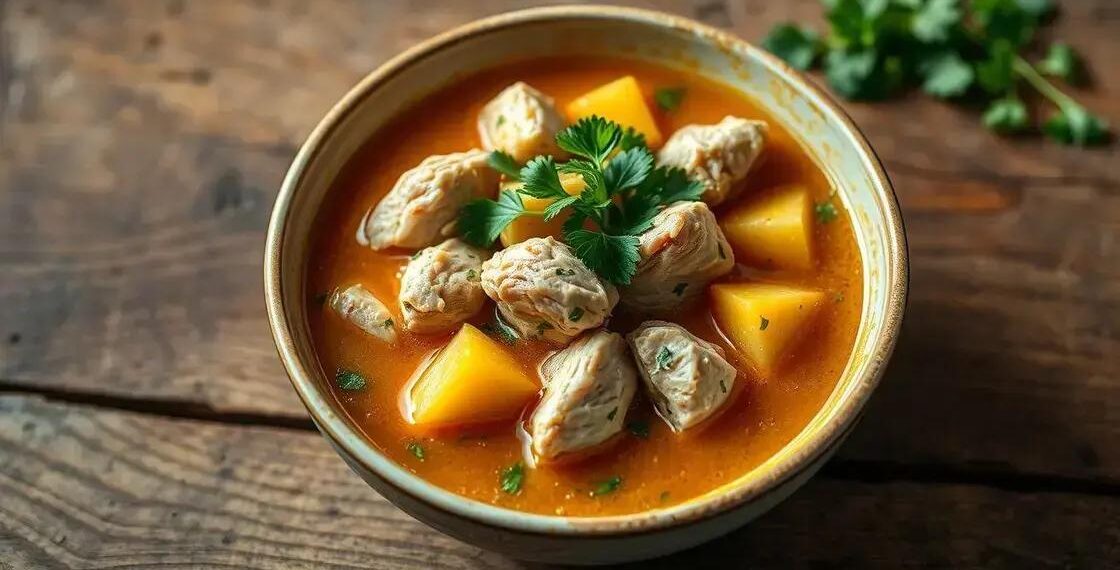sopa de mandioca com frango; aprenda a fazer uma refeição rápida e nutritiva